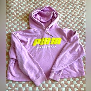 PUMA cropped hoodie in pink